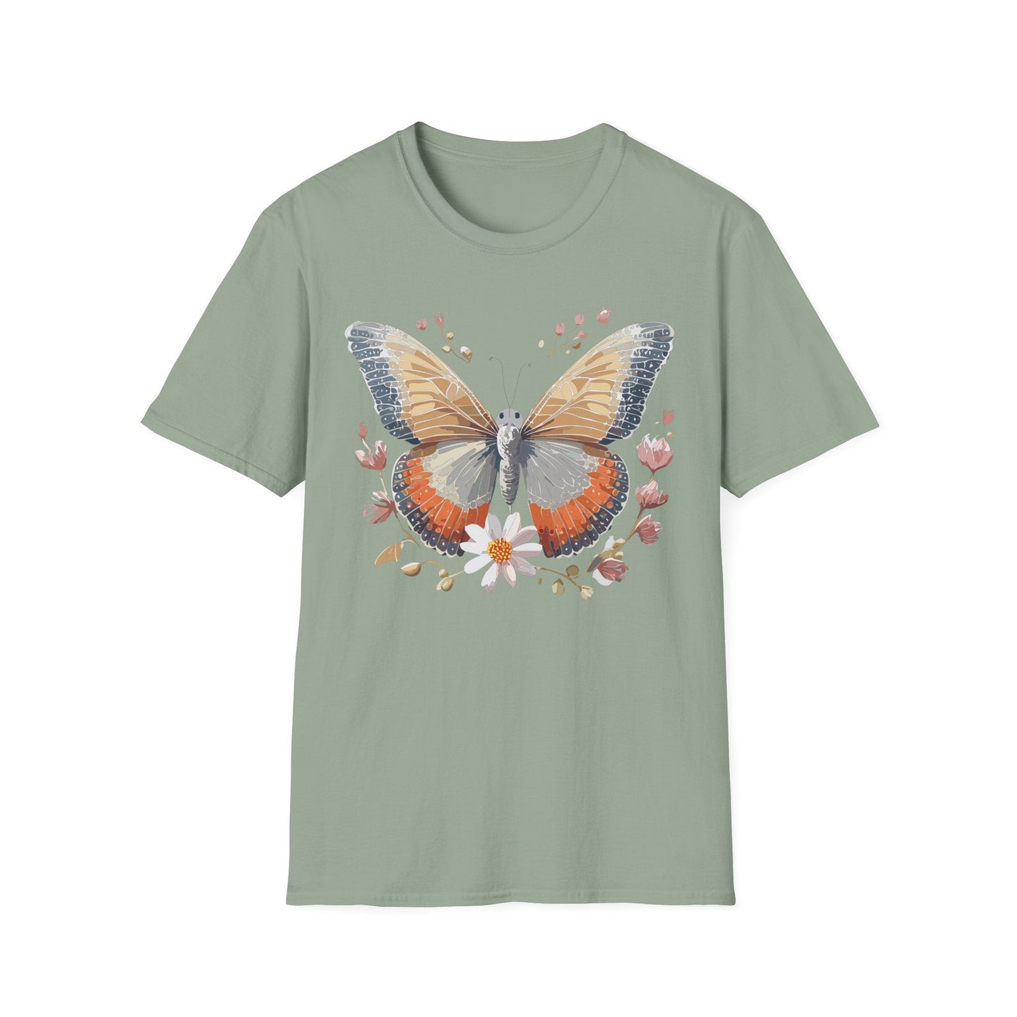 Unisex Butterfly T Shirt Softstyle Gildan 64000 Comfortable Durable Tee For Everyday Wear