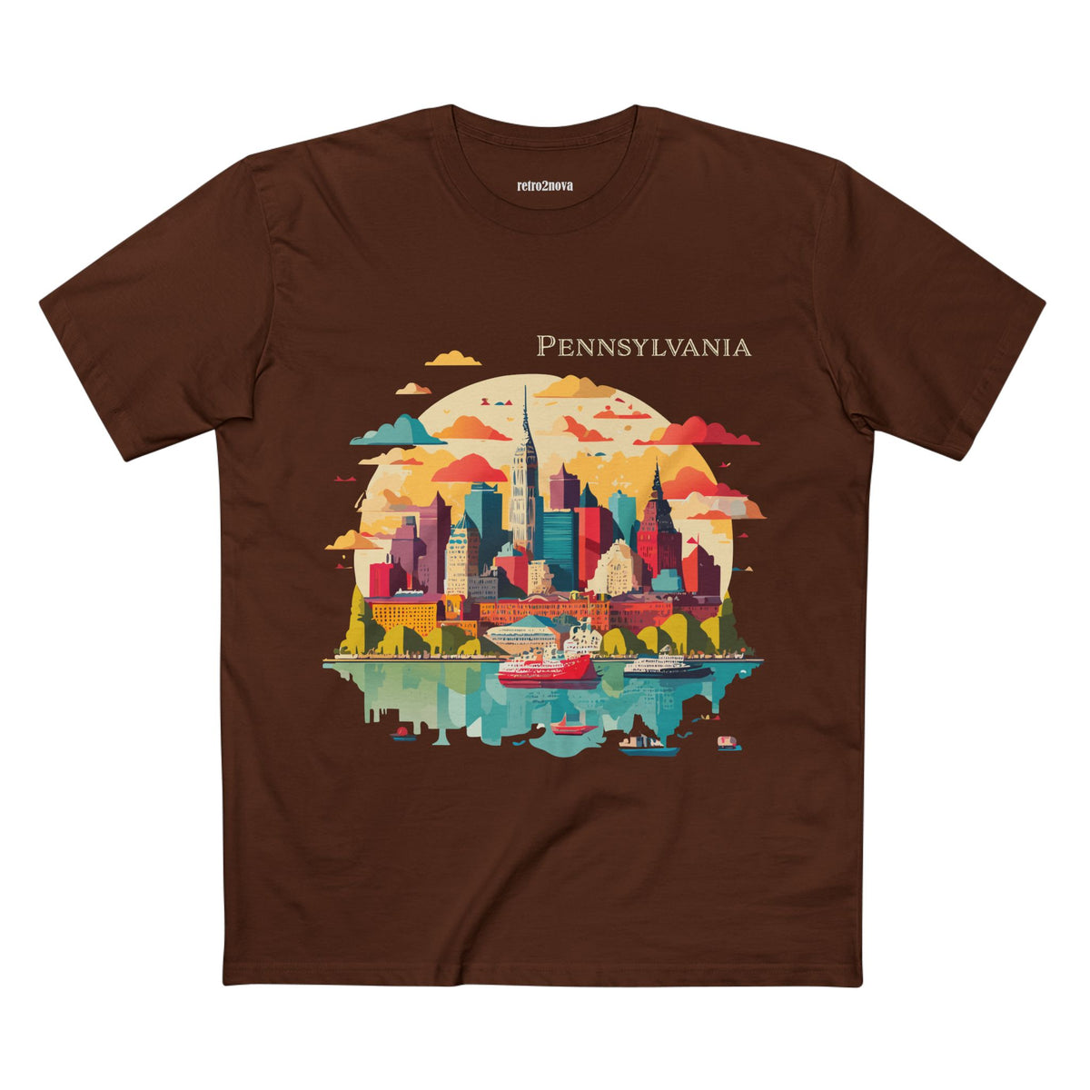 Pennsylvania Skyline tee | Cityscape illustration, river reflection