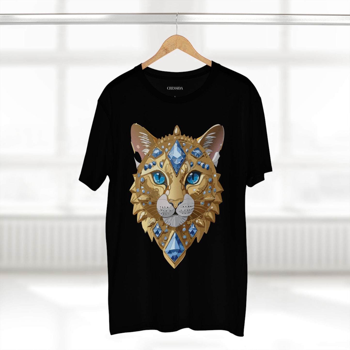 Cat Graphic Unisex 100 Cotton Tee With Unique Animal Golden Medallion Art Design 12