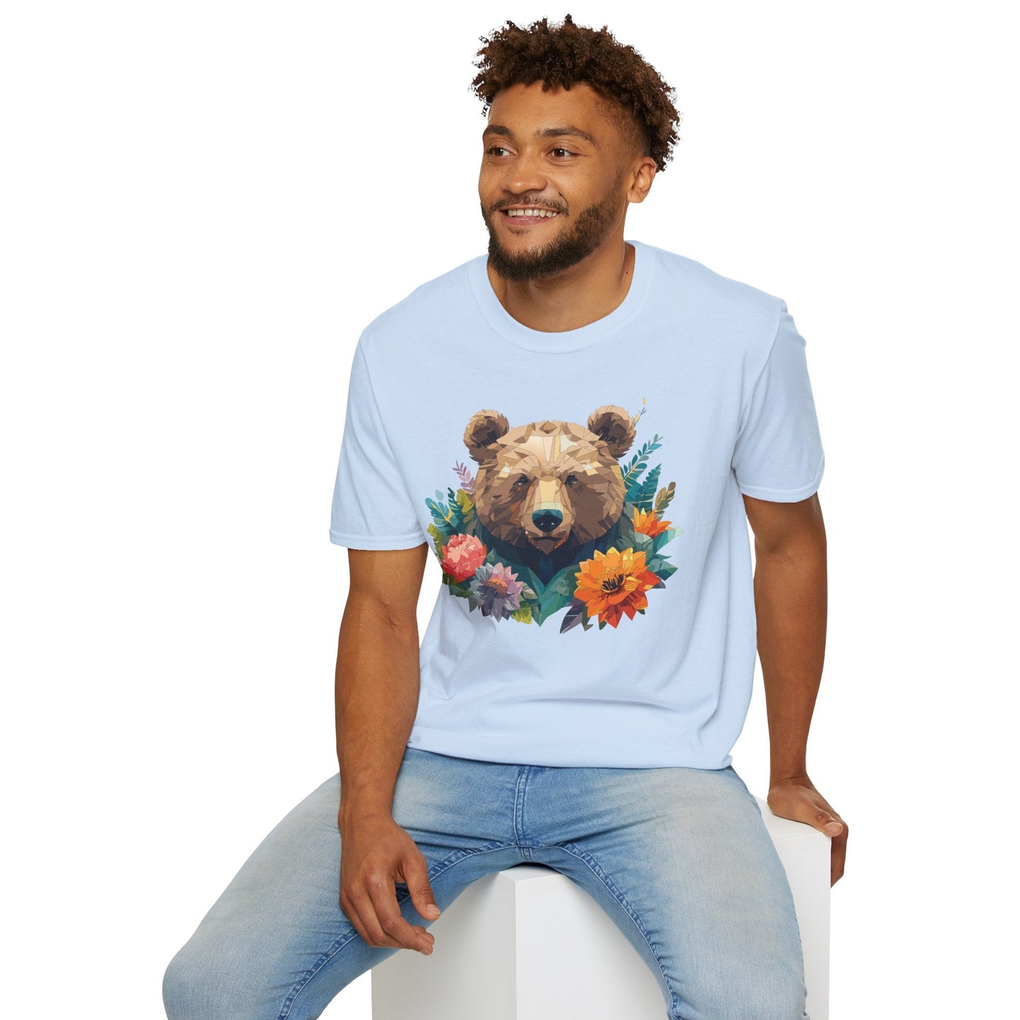 Bear T Shirt Unisex Softstyle Tee 100 Percent Ring Spun Cotton Gildan 64000 Comfortable