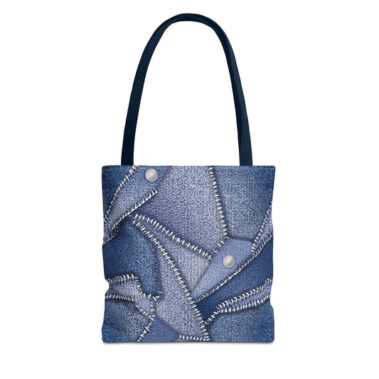 Denim Fabric Imitation Print Unisex Canvas Bag Poly Spun 3 Sizes Tote Bag 112