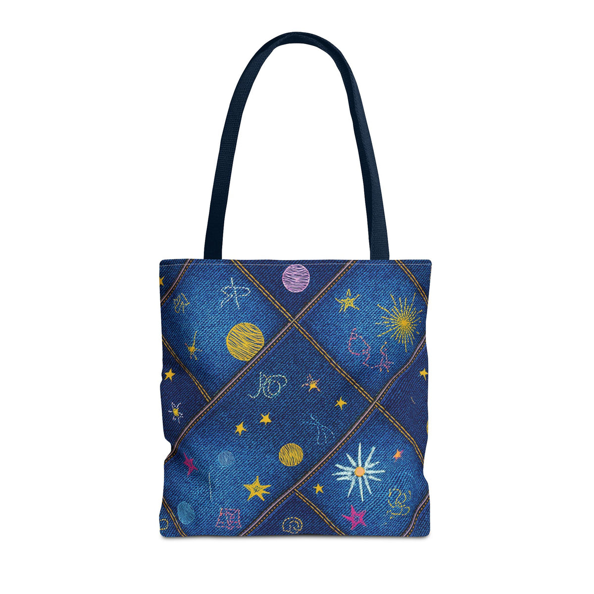 Denim Fabric Imitation Print Unisex Canvas Bag Poly Spun 3 Sizes Tote Bag 183-3