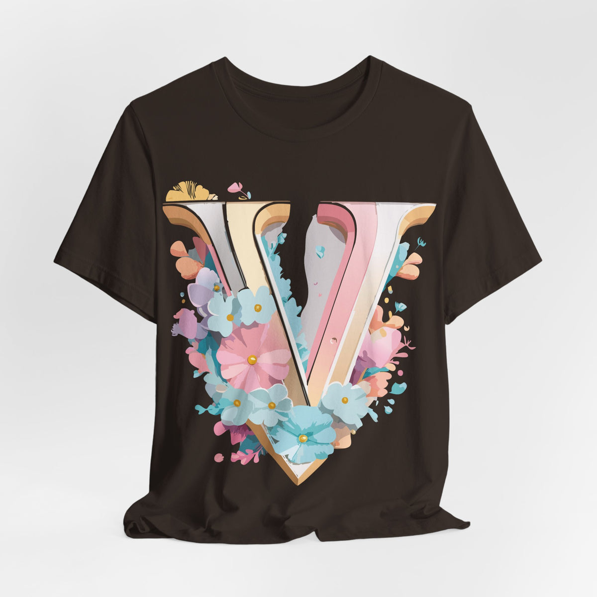 Letter V Graphic Unisex Cotton Bella+Canvas Tee with Art Letter Design