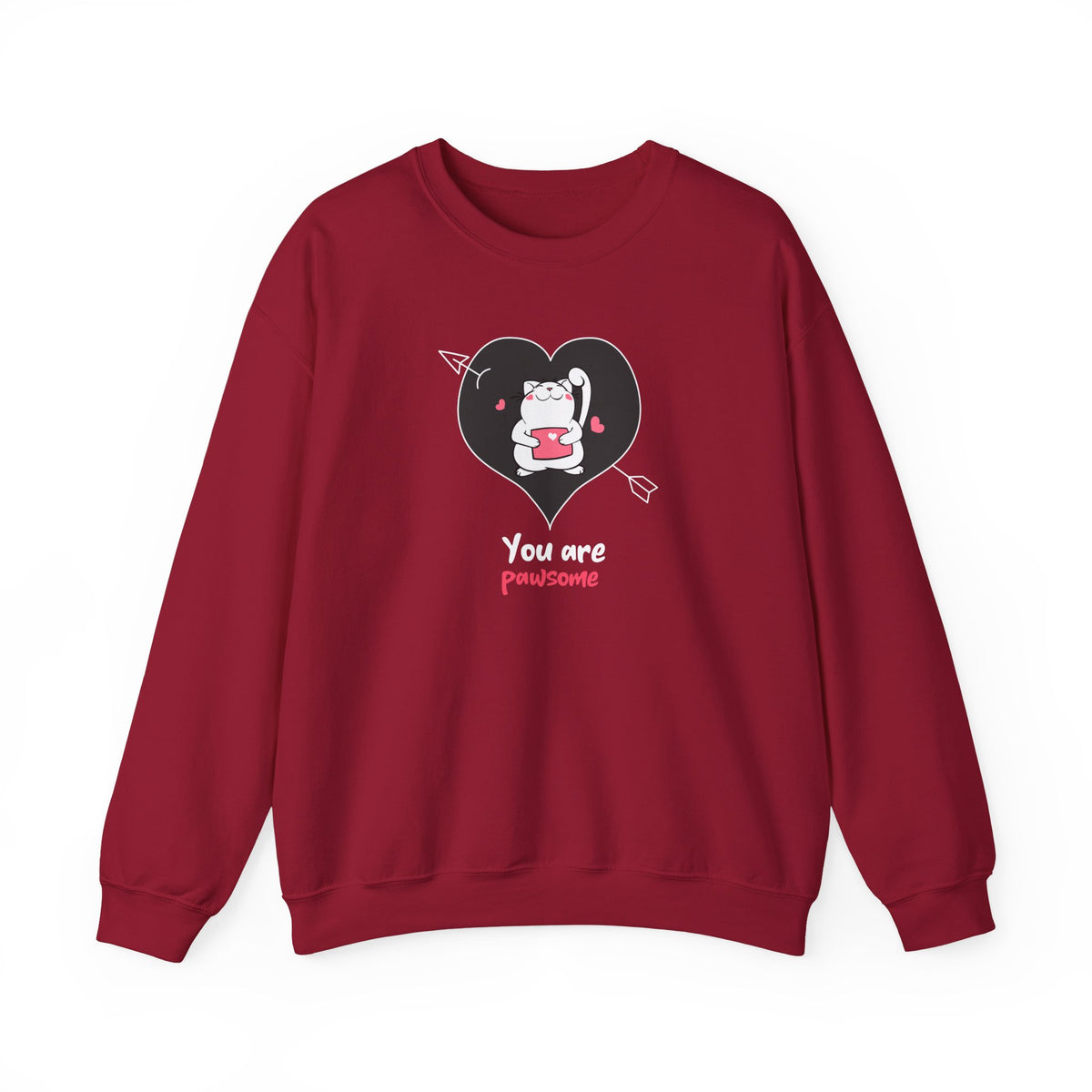 Cat Graphic Valentine's Day Sweatshirt Unisex 50/50 Cotton-Poly Animal Sweatshirt w10