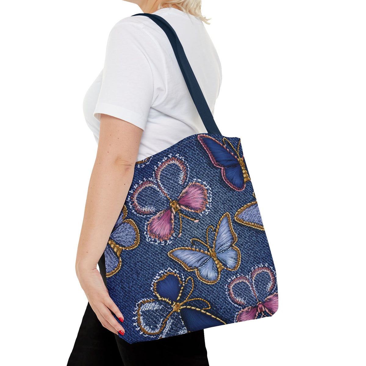 Denim Fabric Imitation Print Unisex Canvas Bag Poly Spun 3 Sizes Tote Bag 179