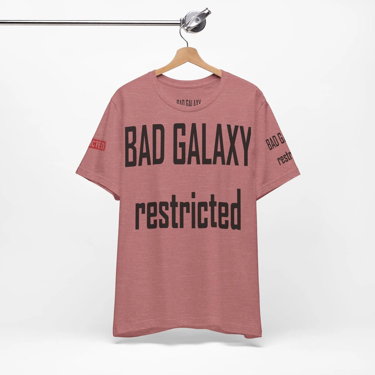 Bad Galaxy Tee Shirt With Red Stamp 100 Percent Cotton Made In USA Eco Friendly Inks