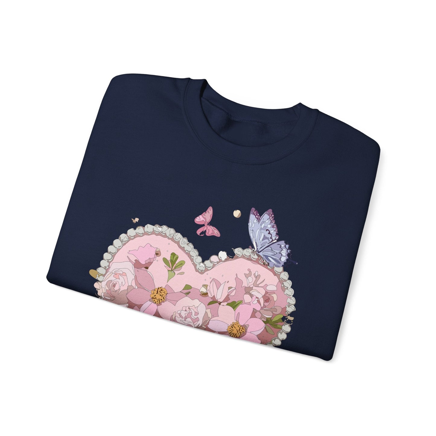 Floral Heart Sweatshirt for Unisex Valentines Day Crewneck Heart Floral Print Gift