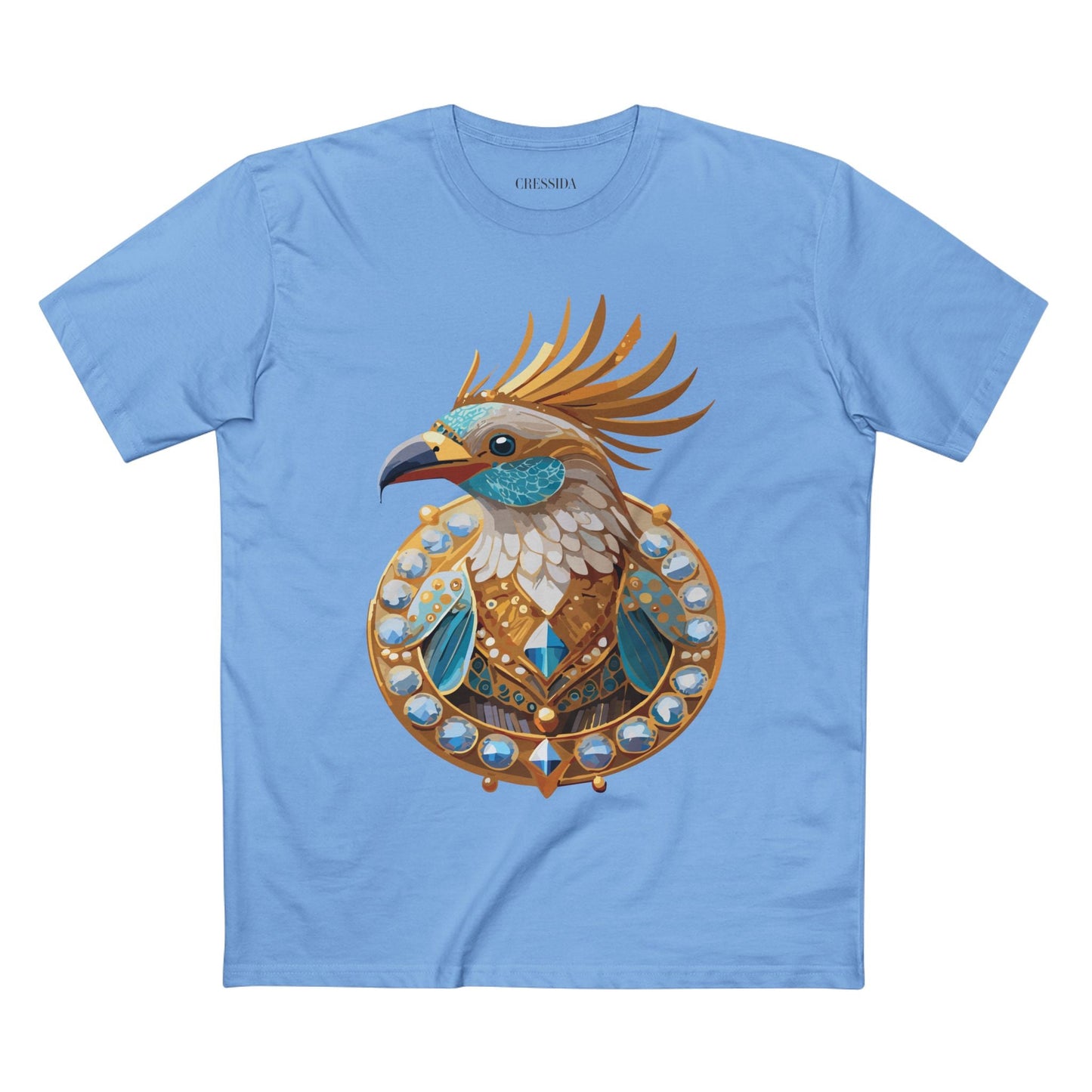 Bird Graphic Unisex 100 Cotton Tee With Unique Animal Golden Medallion Art Design 23