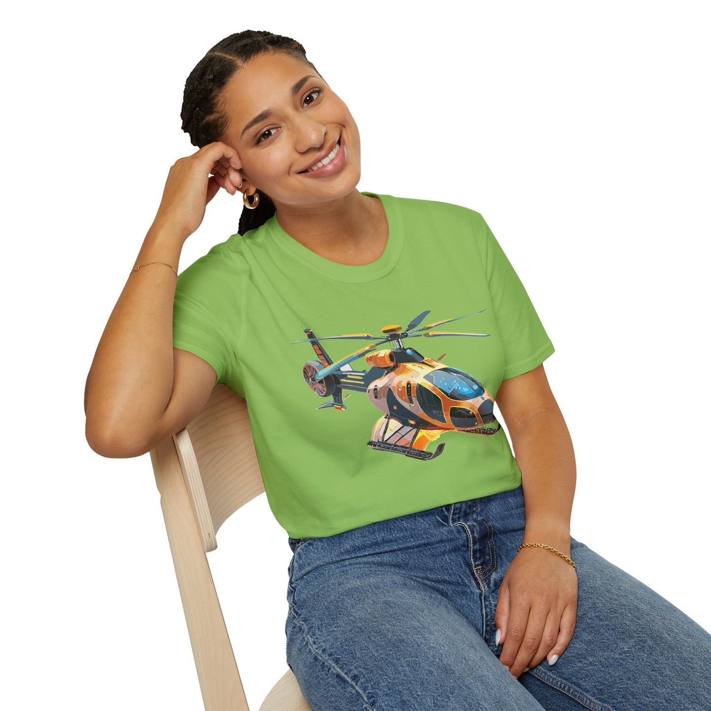 Unisex Helicopter Chopper T Shirt Softstyle 64000 Gildan Durable Lightweight Tee Design