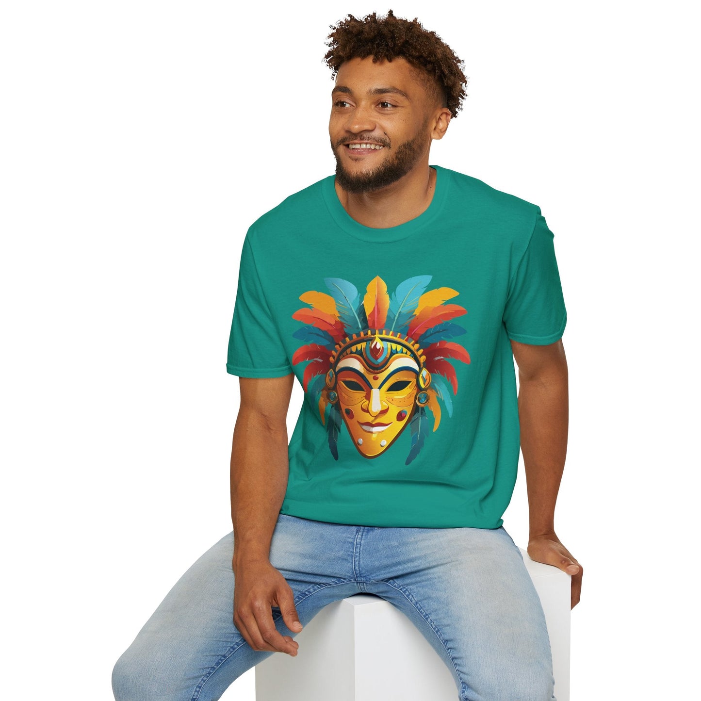Mask Tee Shirt Unisex Masquerade Design Gildan Softstyle 100 Percent Cotton Tee for Everyday Comfort