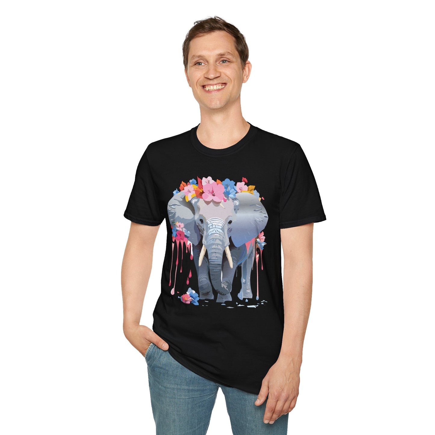 Elephant Graphic T Shirt Unisex Animals Tee Softstyle 64000 Gildan Comfort Breathable