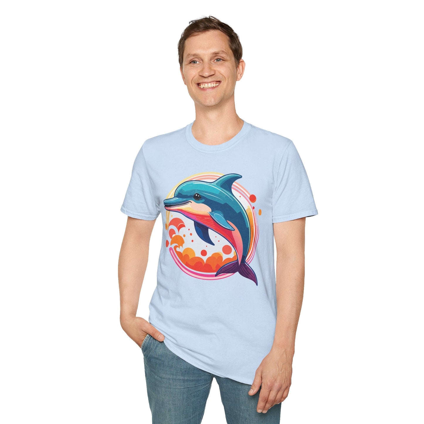 Dolphin Shirt Unisex Softstyle Tee Short Sleeve 100 Percent Ring Spun Cotton Gildan 64000