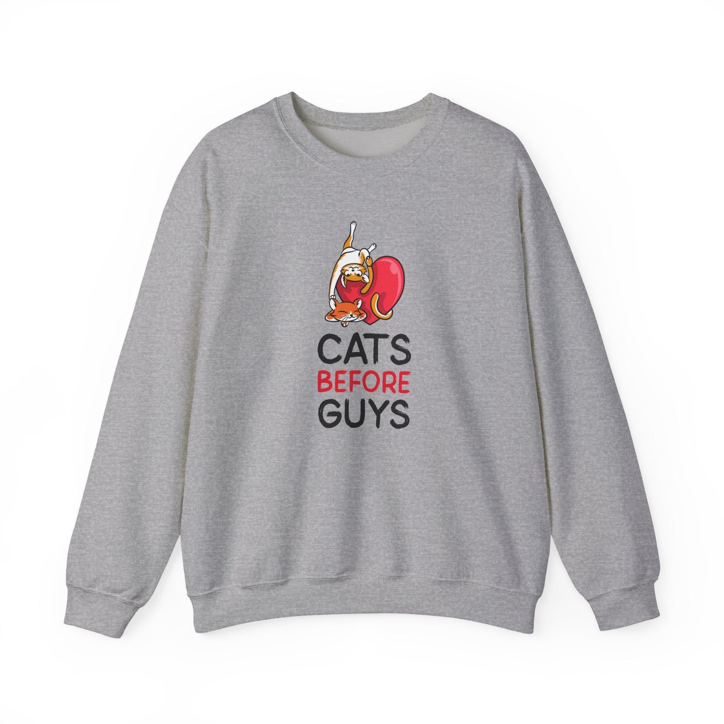 Cat Heart Sweatshirt Unisex Valentines Day 50 50 Cotton Poly Heavy Blend Crewneck Sweatshirt