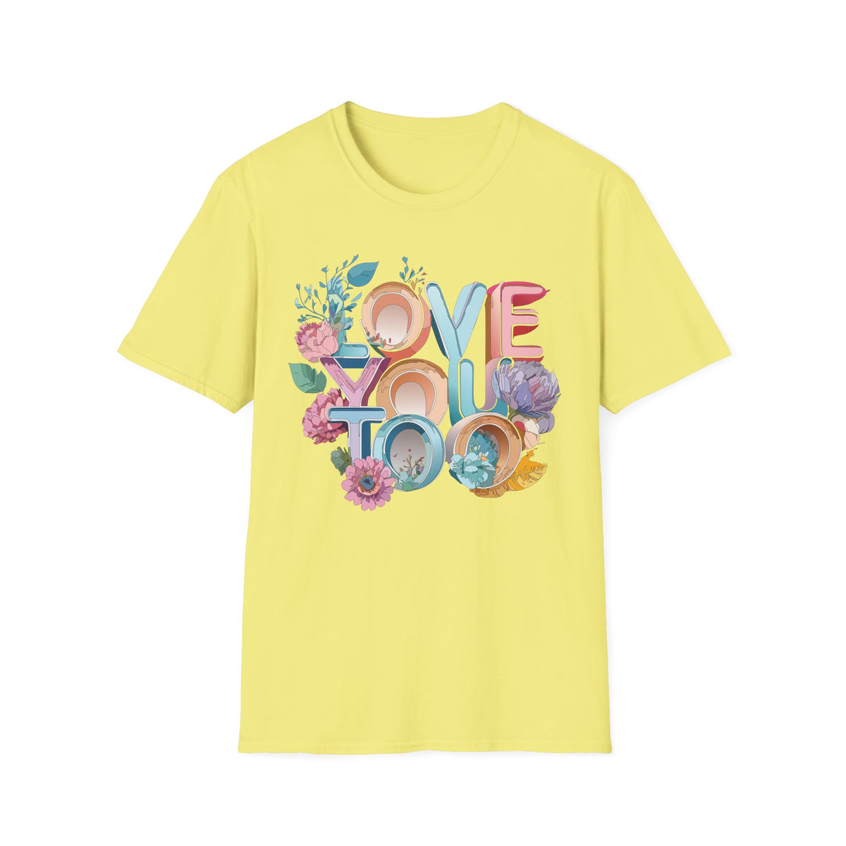 Love You Floral Typography T-Shirt | Pastel Retro Letters