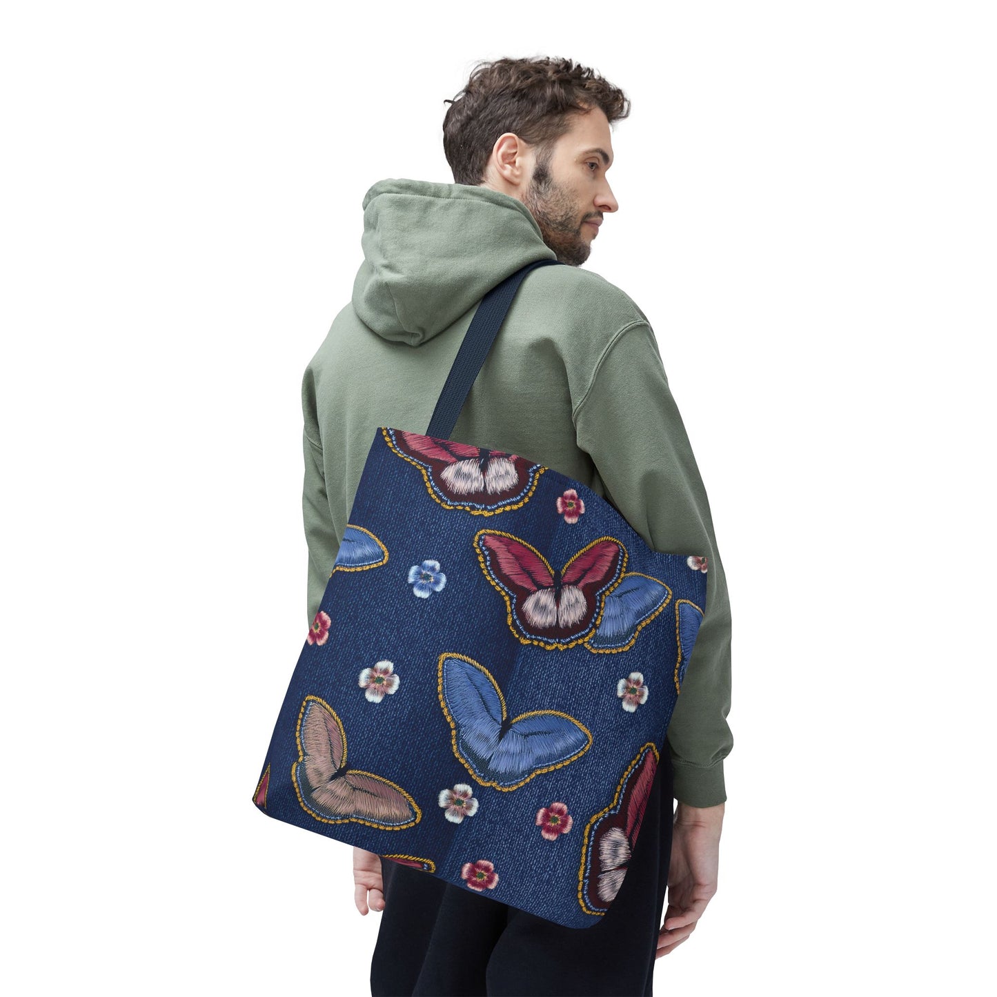 Denim Fabric Imitation Print Unisex Canvas Bag Poly Spun 3 Sizes Tote Bag 180