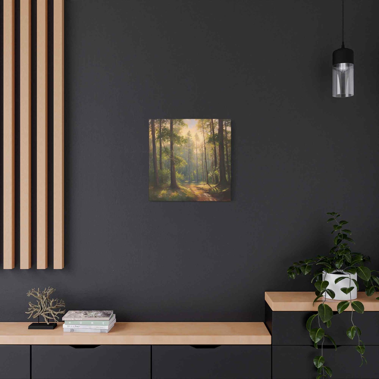 Forest Print Canvas, Trees Oil Paint Print 20x20, 24x24, 30x30, 32x32, 36x36 Art Design Print Pine-Wood Inner Frame MC-70