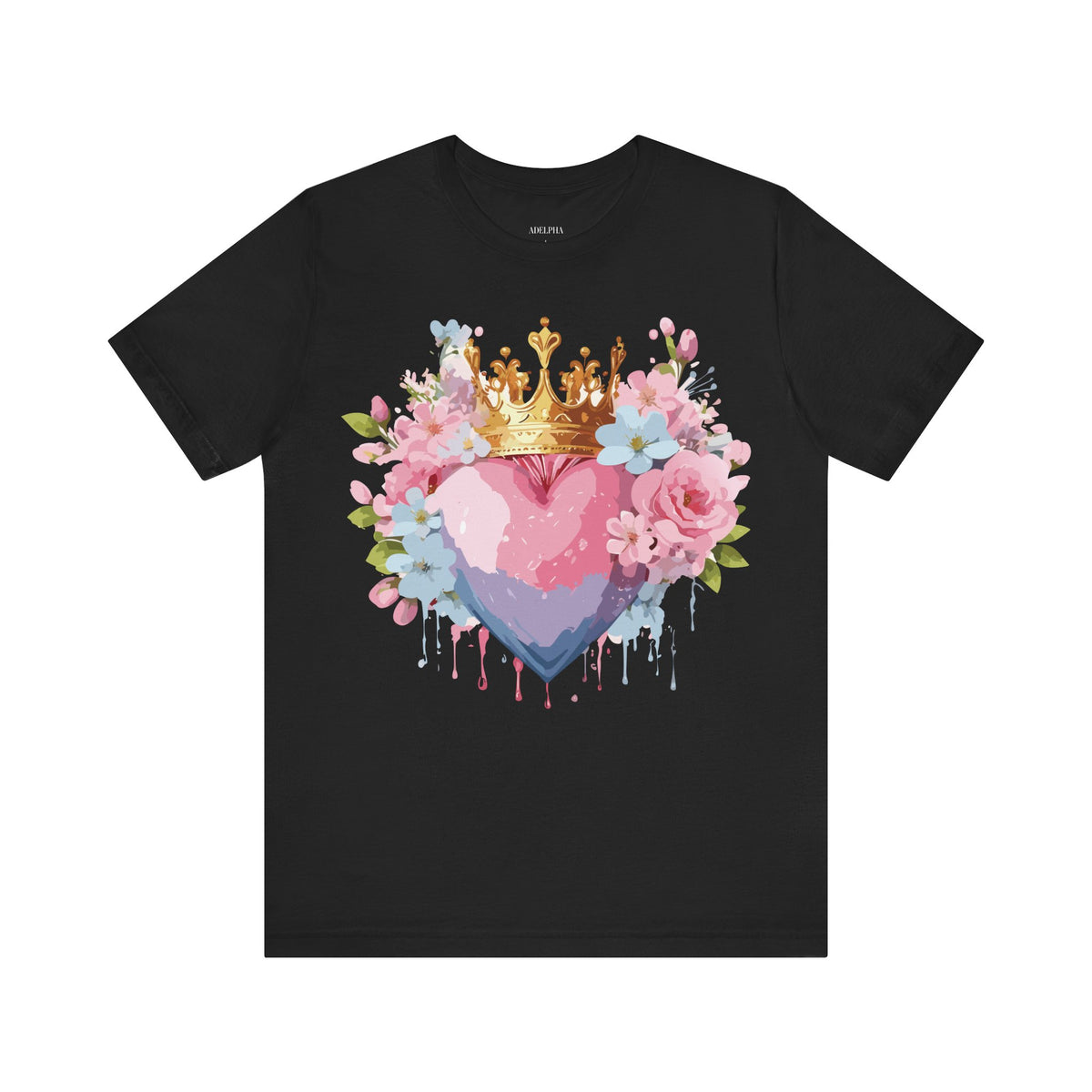 Valentine's Day Graphic Unisex Cotton Bella+Canvas Tee with Floral Art Design d108