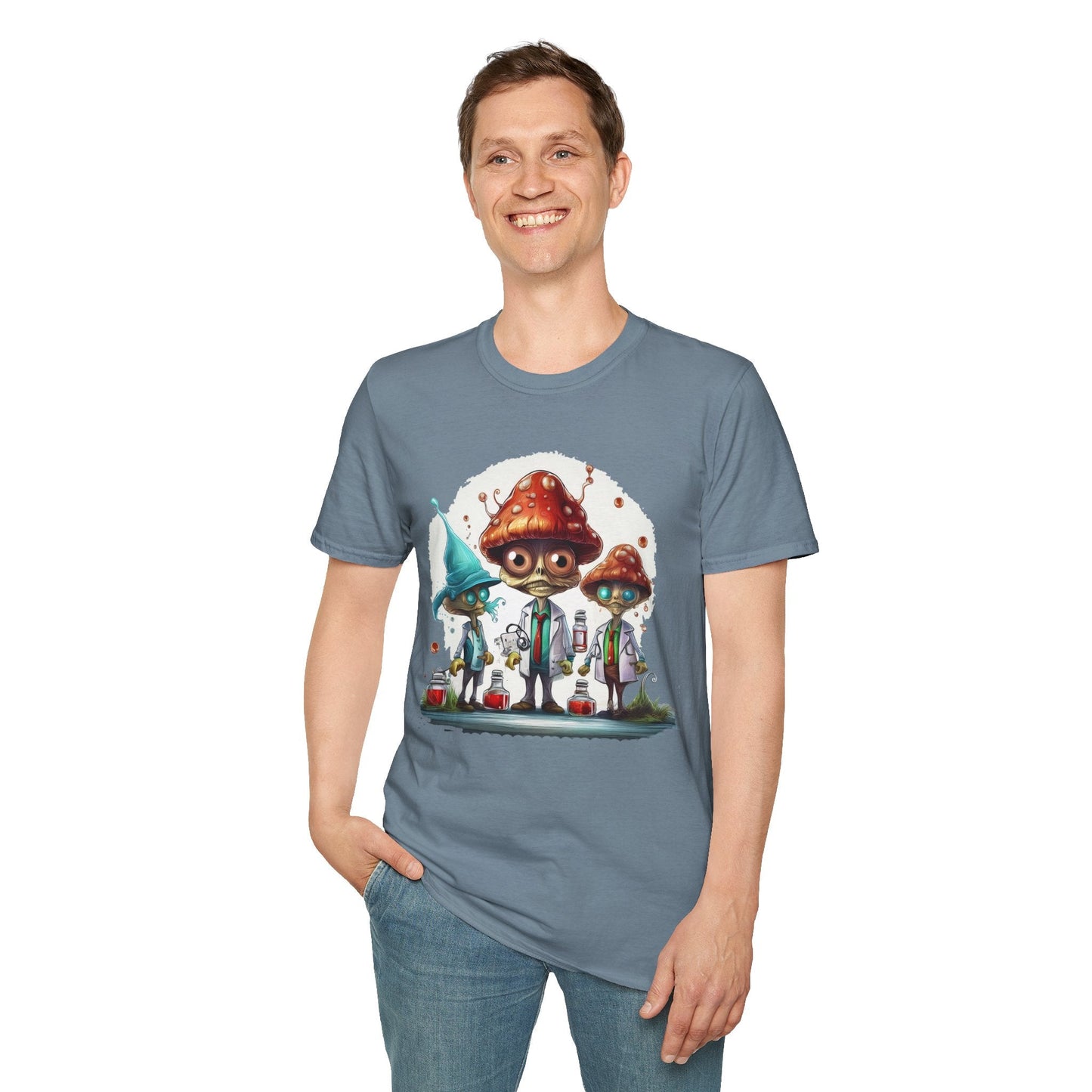 Funny Mashroom Graphic Unisex Softstyle Cotton With Cartoon Illustration Design 9