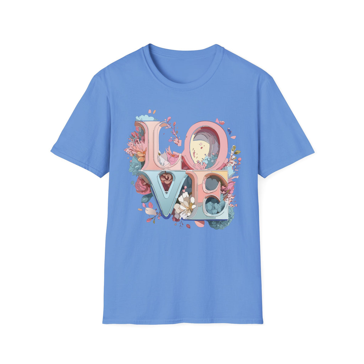 Floral LOVE Lettering T-Shirt | Pastel Botanical Typography