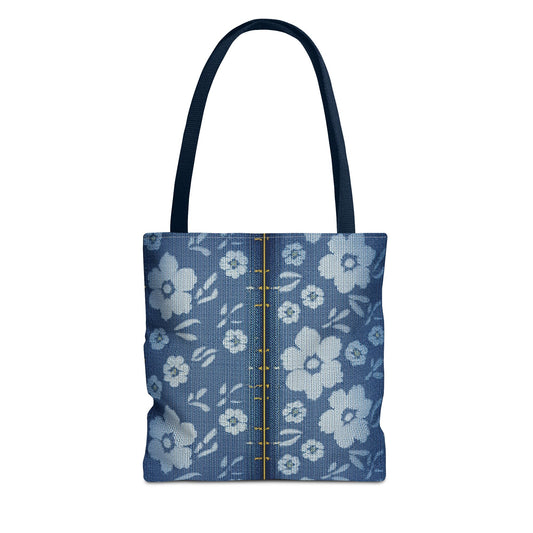 Denim Fabric Imitation Print Unisex Canvas Bag Poly Spun 3 Sizes Tote Bag 118