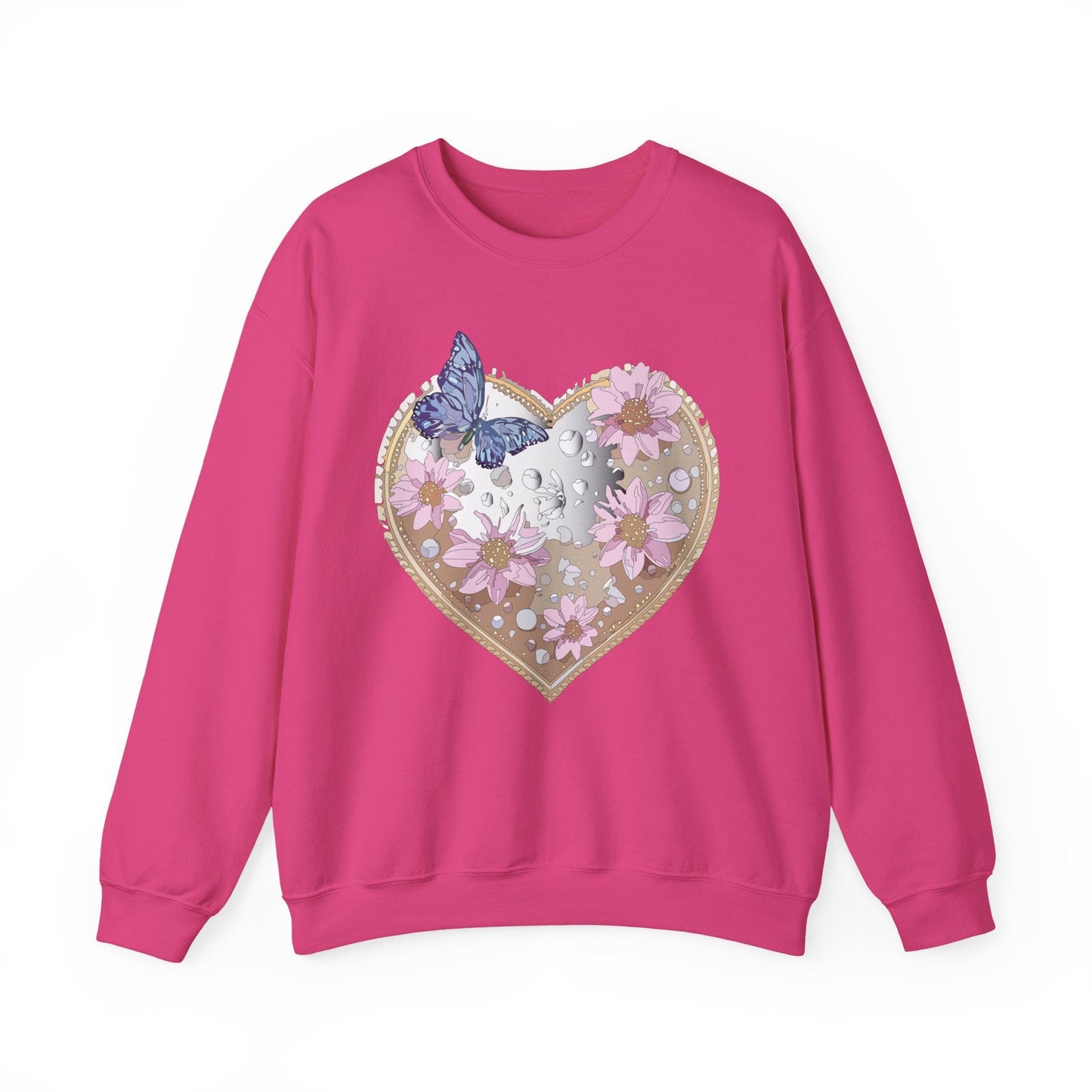 Floral Heart Love Sweatshirt For Valentines Day Unisex Heavy Blend Crewneck Sweatshirt
