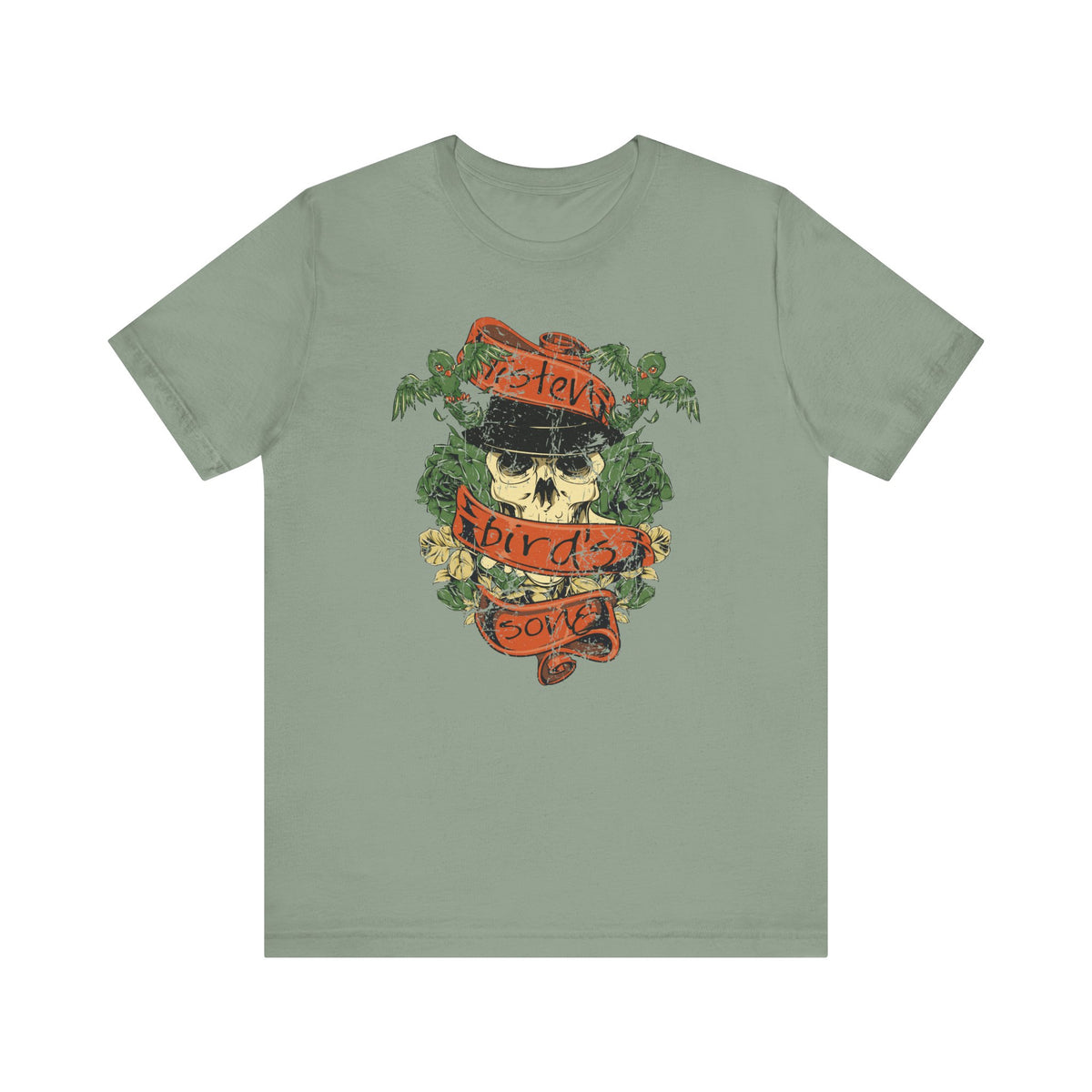 Skull with Bandana Tee Floral Vines Tattoo Style Graphic Unisex Cotton Shirt Art-38