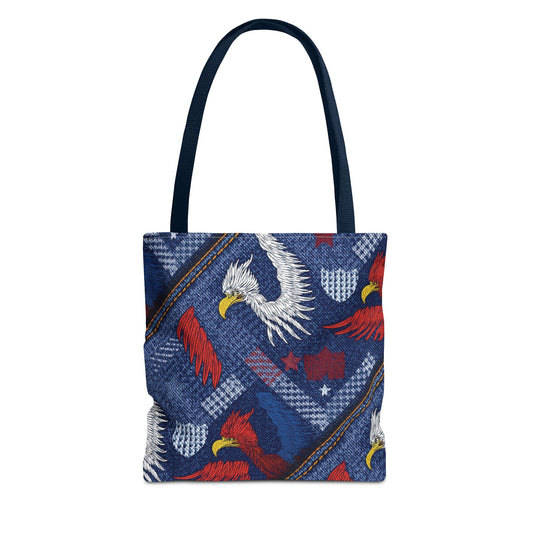 4th of July Graphic Denim Fabric Imitation Print Unisex Canvas Bag Poly Spun 3 Sizes Tote Bag 200-2