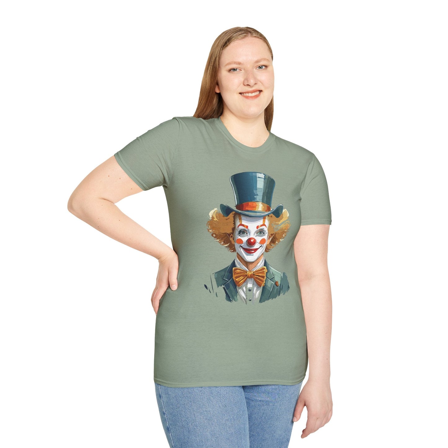 Funny Clown Shirt Unisex T Shirt Circus Style Tee With Scary Man Artwork Gildan 64000