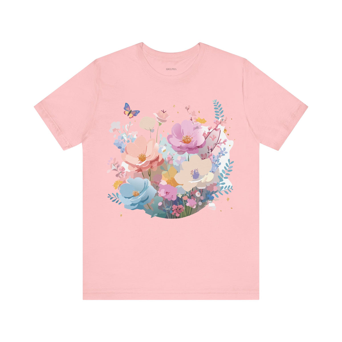 Floral Graphic Unisex Cotton Bella+Canvas Tee with Flowers Art Design n117