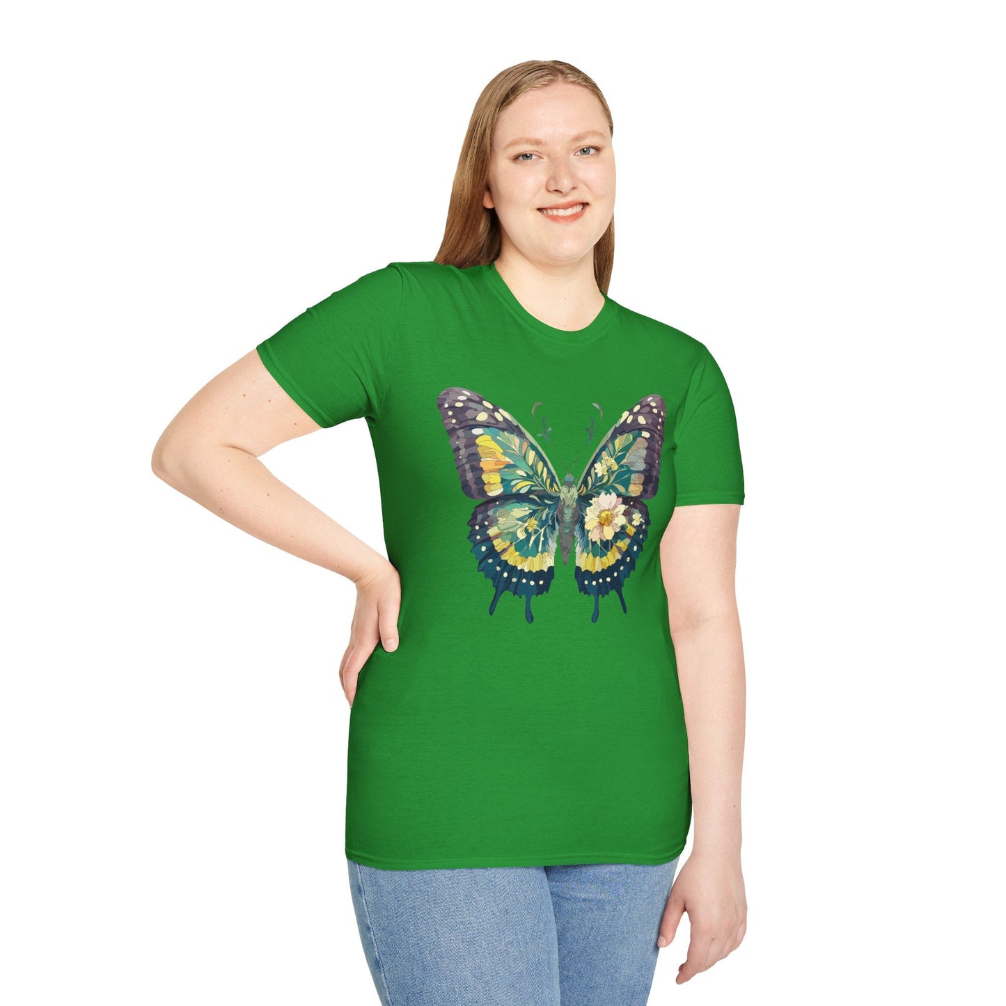 Butterfly Shirt Unisex Monarch Print T Shirt Gildan Softstyle 64000 Lightweight Tee