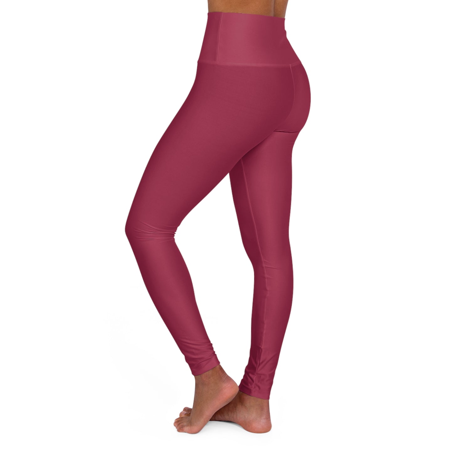 Cherry Rose Color High-Waisted Yoga Leggings, Rose Seamless Poly-Span Activewear