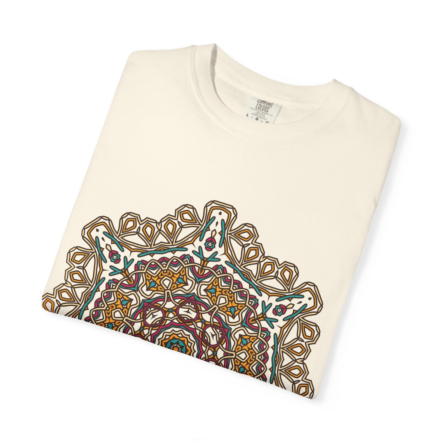 Unisex Garment Dyed Cotton T-Shirt with Mandala Graphic Design
