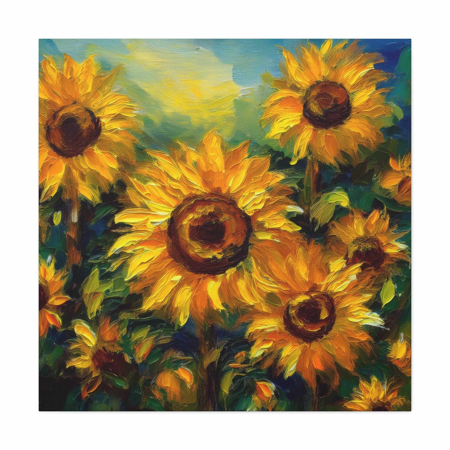 Sunflowers Print Canvas, Flowers Oil Paint Print 20x20, 24x24, 30x30, 32x32, 36x36, Floral Art Design Print Non-Frame MC-24