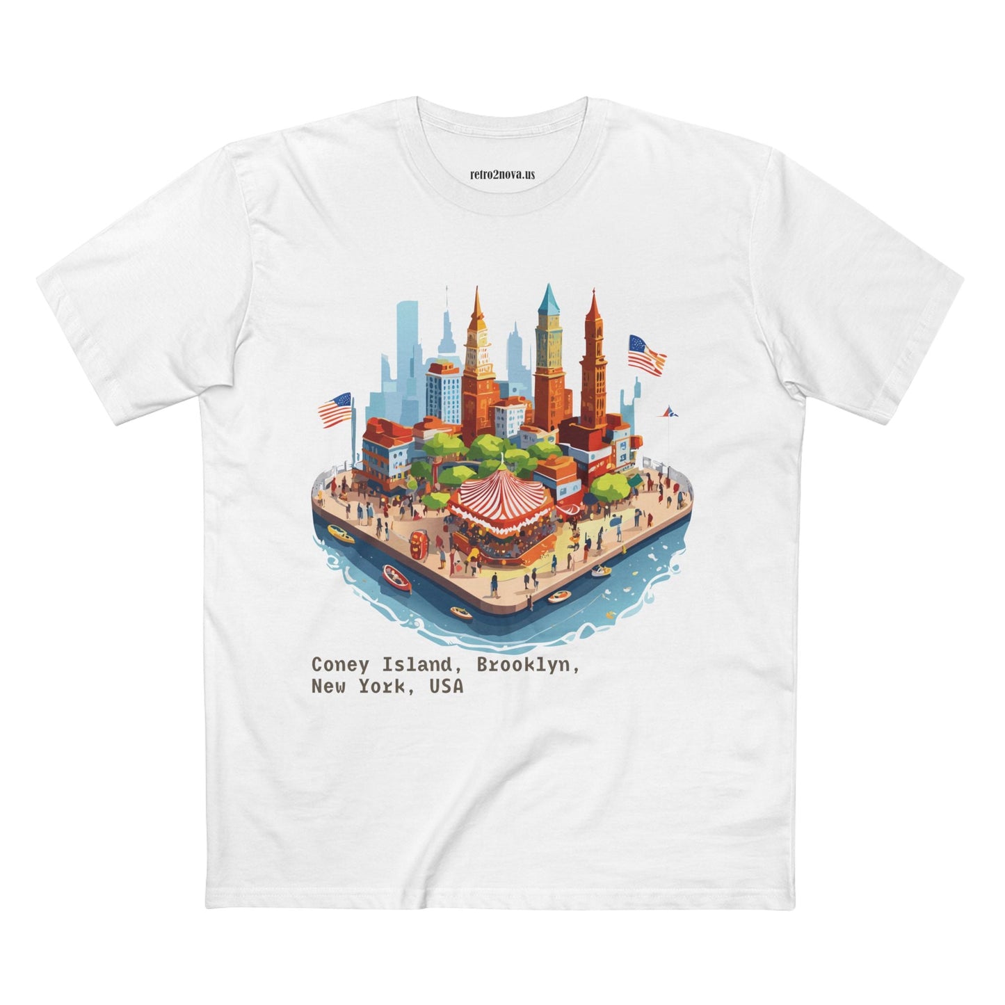 Unisex Premium Cotton Staple Tee With Original Art Design From Retro2Nova Brooklyn Travel Shirt
