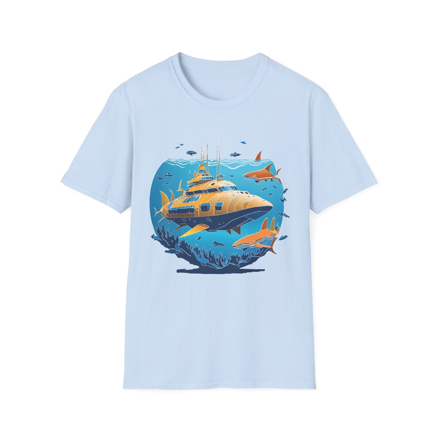 Ocean T Shirt Unisex Gildan Softstyle 64000 100 Percent Cotton Ring Spun U Boat Design Graphic