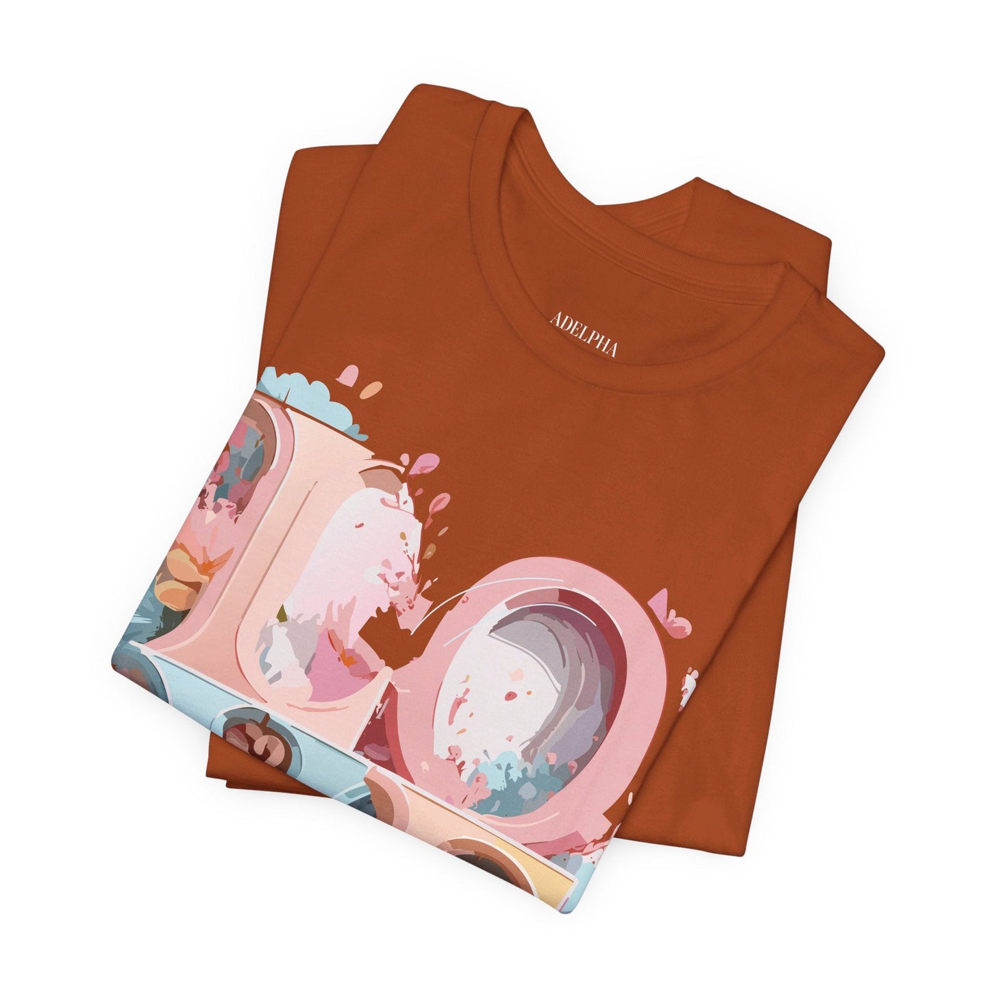 Valentine Day Graphic Unisex 100 Cotton Vintage Artwork with Love and Flower Design Tee 46