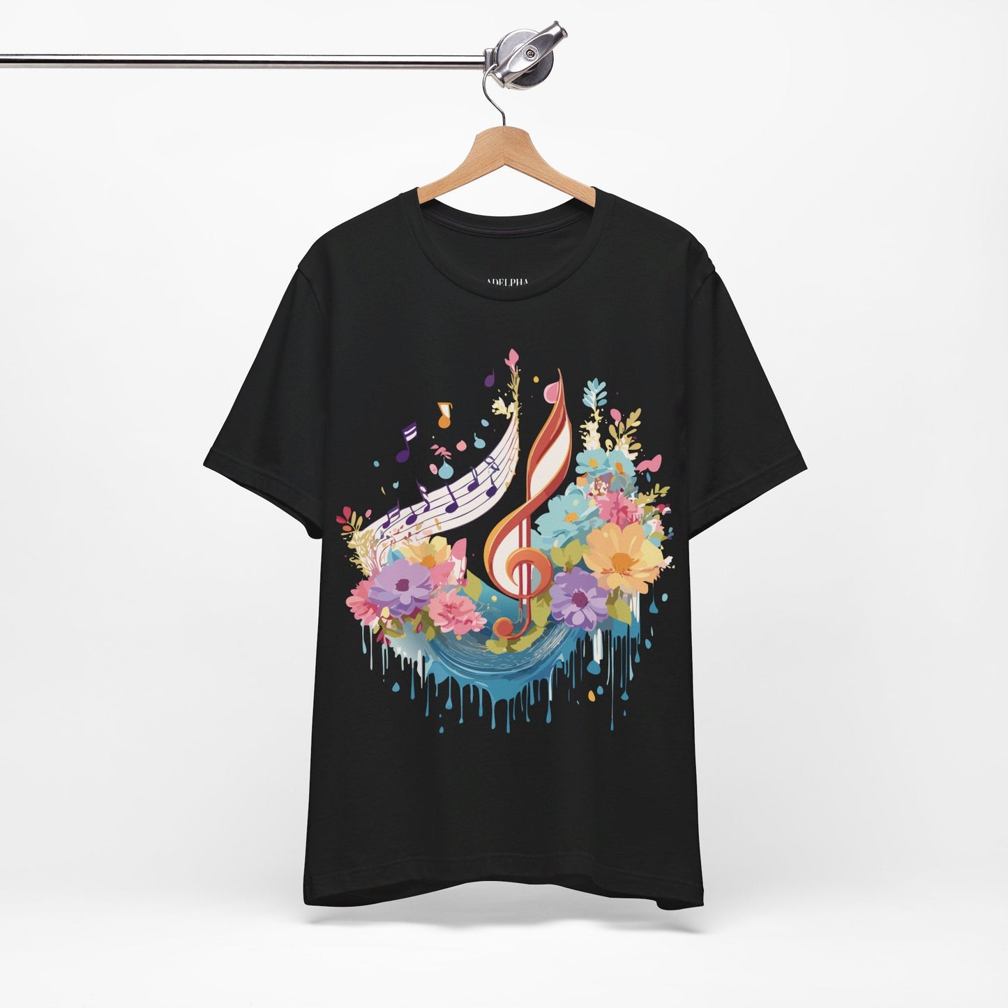 Music Graphic Unisex 100 Cotton Vintage Art with Musical Elements Tee 106