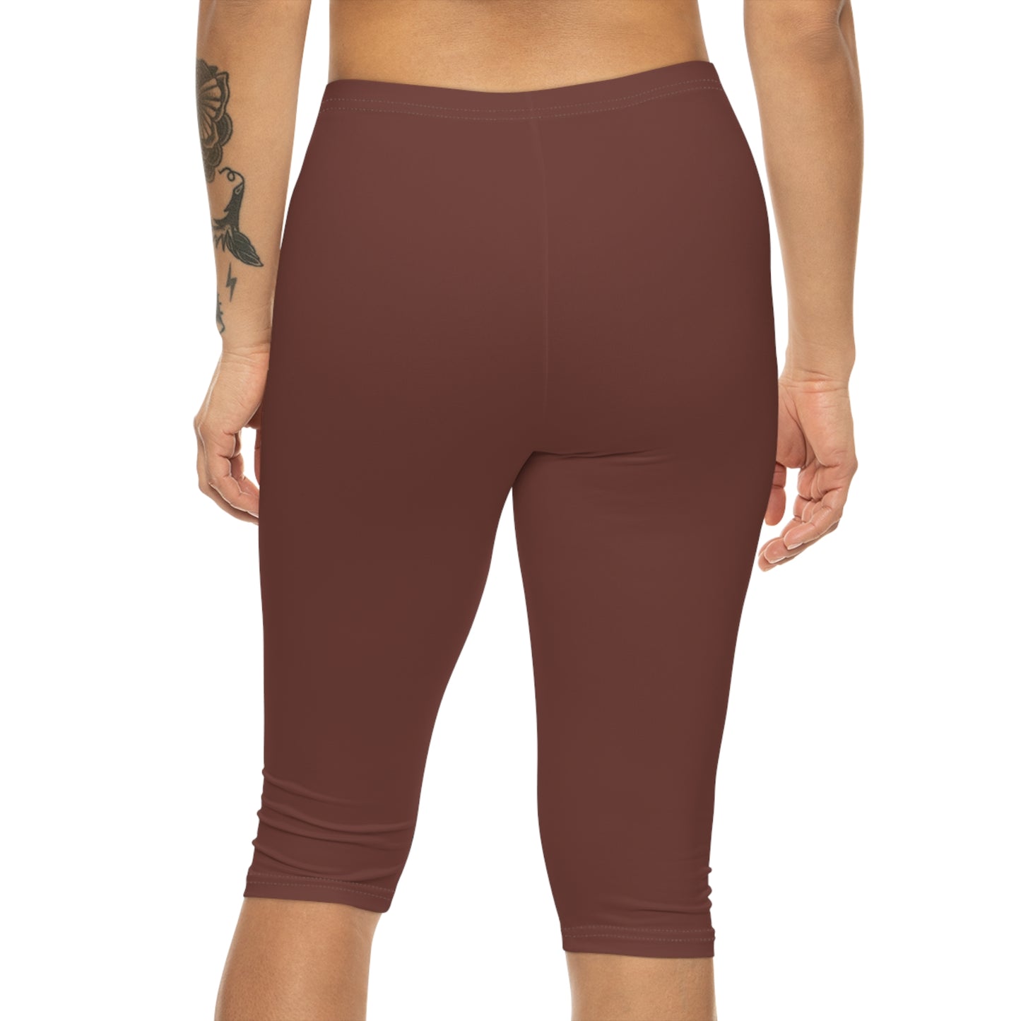 Clay Soil Cooper Color Women's Brushed Suede Poly Span Casual Capri Leggings XS-2XL