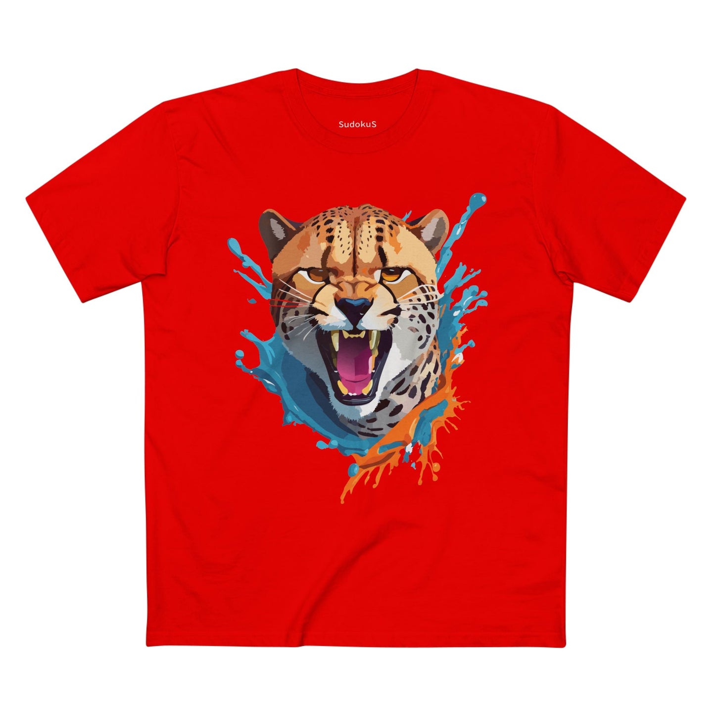Cheetah Graphic Unisex 100 Cotton Staple Tee with Animal Design Artwork 26