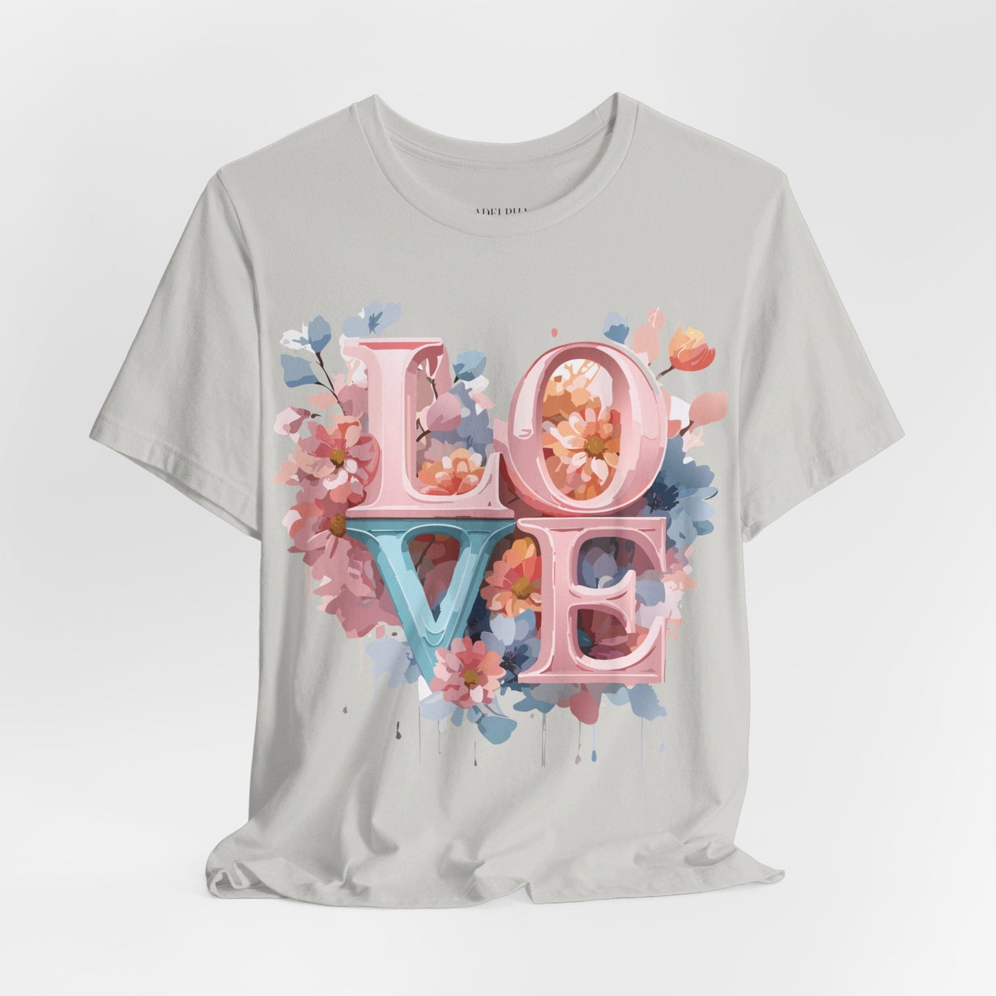 Valentine Day Graphic Unisex 100 Cotton Vintage Artwork with Love and Flower Design Tee 57