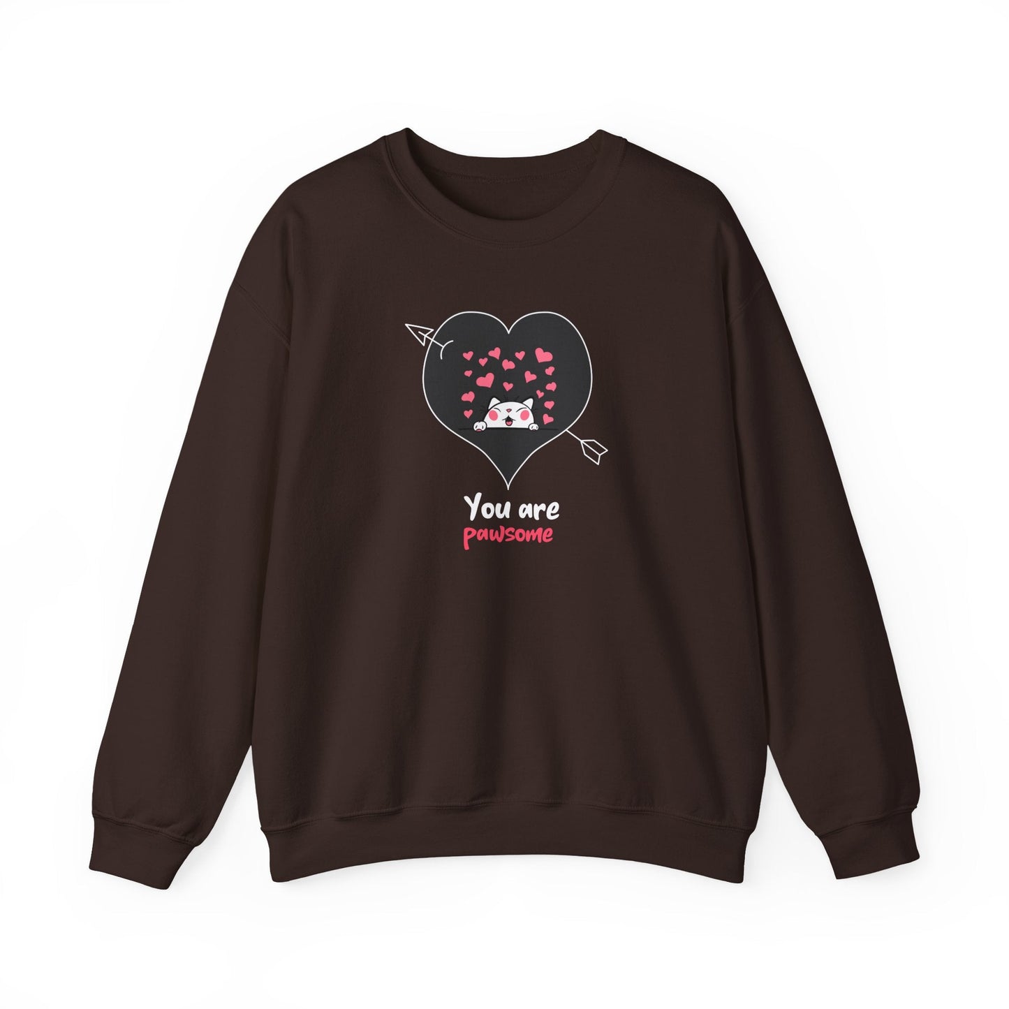 Cat Heart Sweatshirt Valentines Day Fifty Fifty Cotton Poly Unisex Crewneck Gift Idea