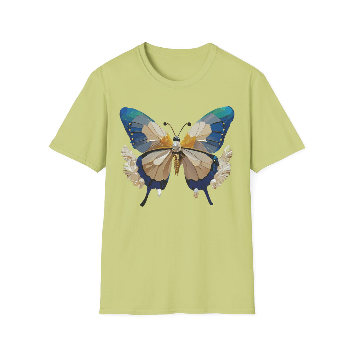 Butterfly Graphic T-Shirt — Earth Tone Floral Wing Design Graphic Tee Unisex 100 Cotton Gildan T-Shirt