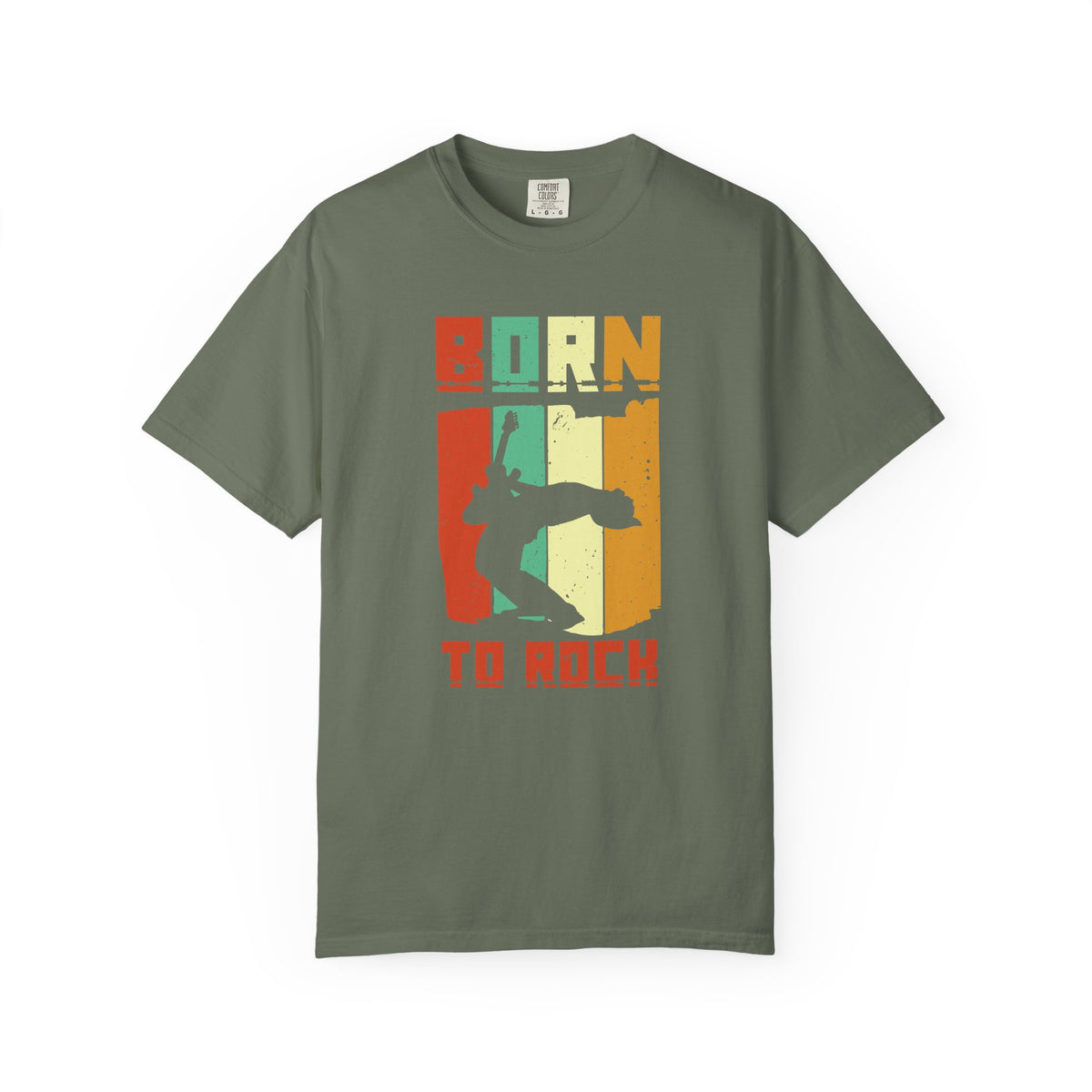 Born to Rock skateboard silhouette T-Shirt Vintage striped graphic Unisex Cotton Tee 086