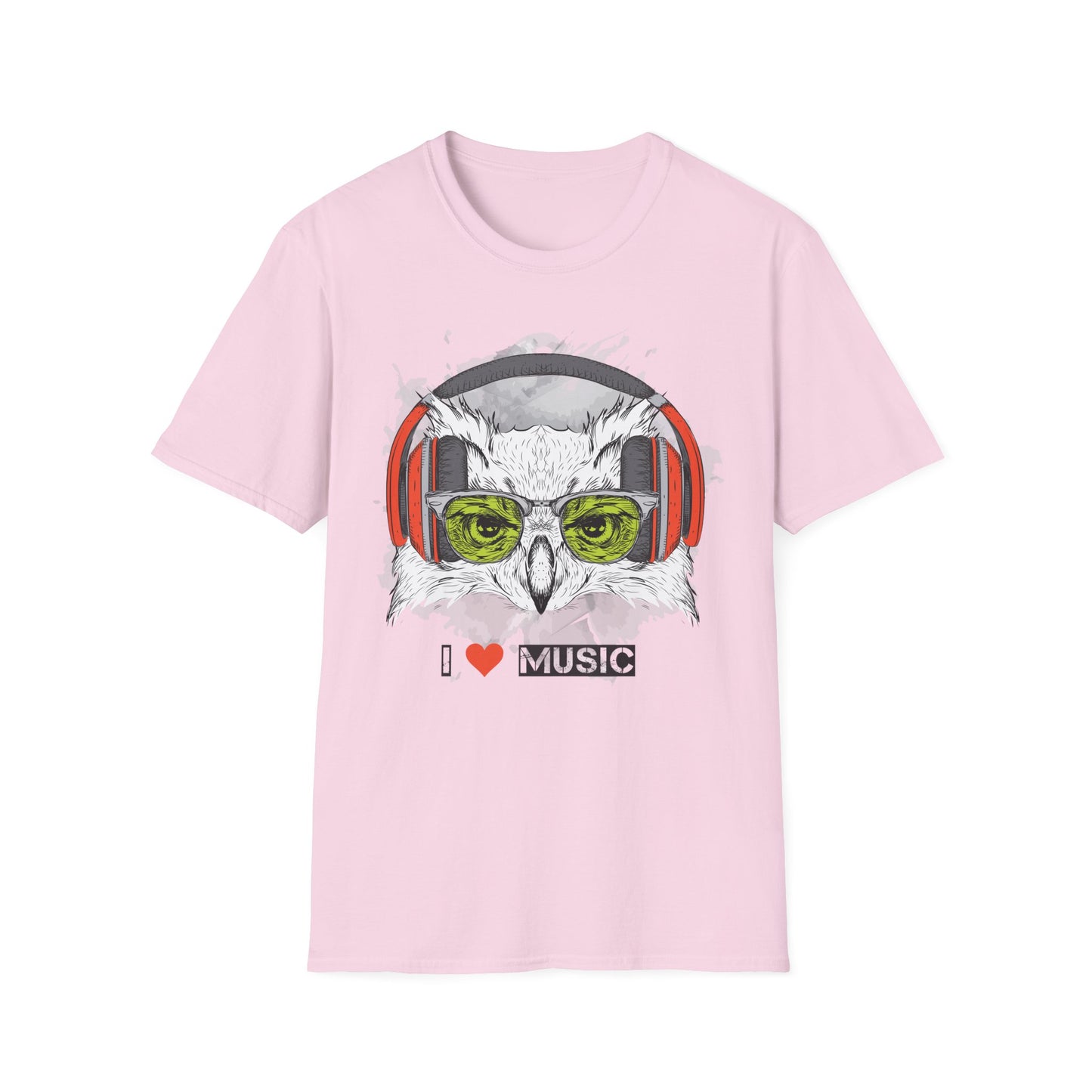 Music Owl T-Shirt Unisex Cotton Short Sleeves I love Music Graphic Tee