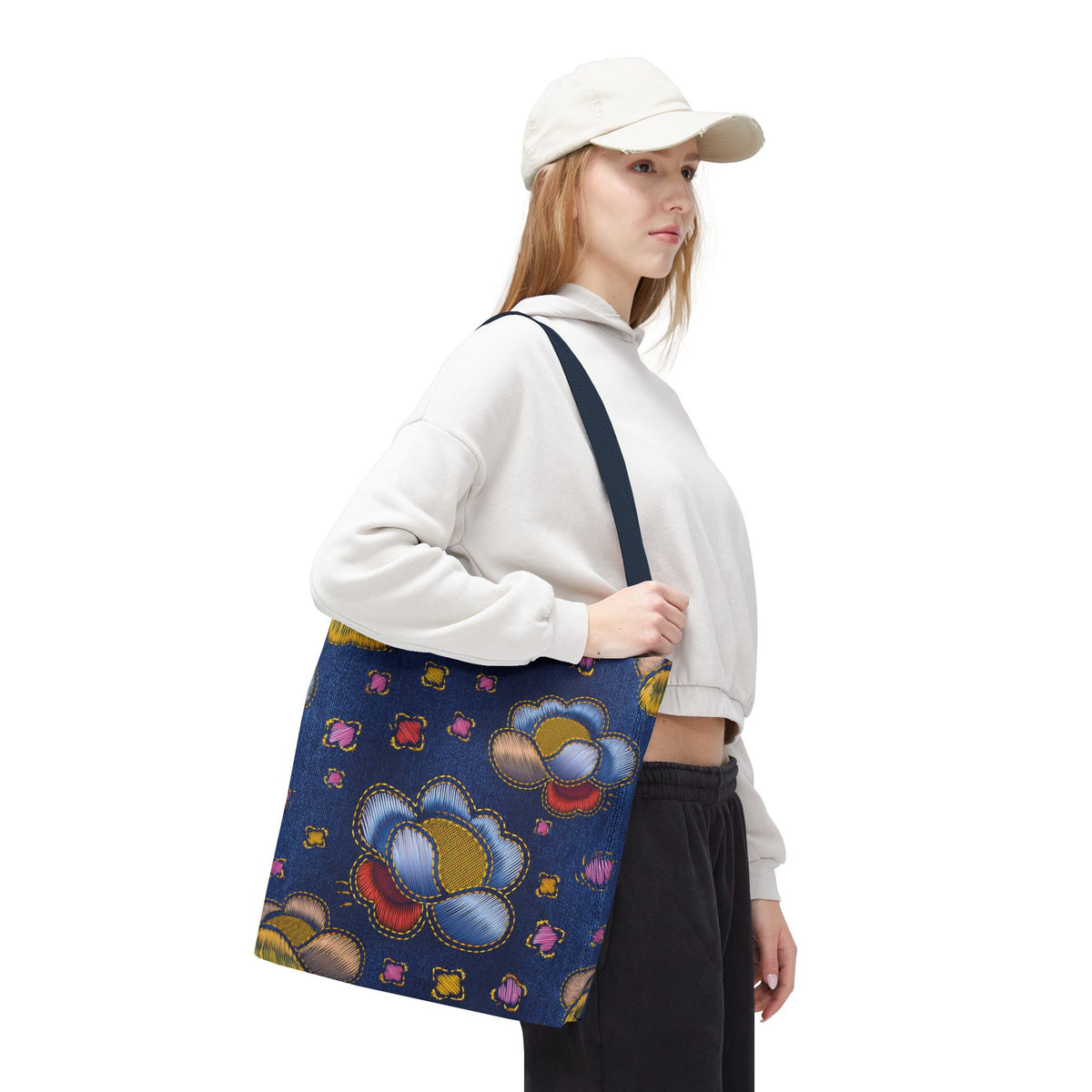 Denim Fabric Imitation Print Unisex Canvas Bag Poly Spun 3 Sizes Tote Bag 164