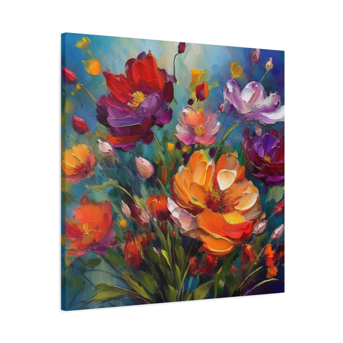 Flowers Print Canvas, Floral Oil Paint Print 20x20, 24x24, 30x30, 32x32, 36x36, Floral Art Design Print Non-Frame MC-14