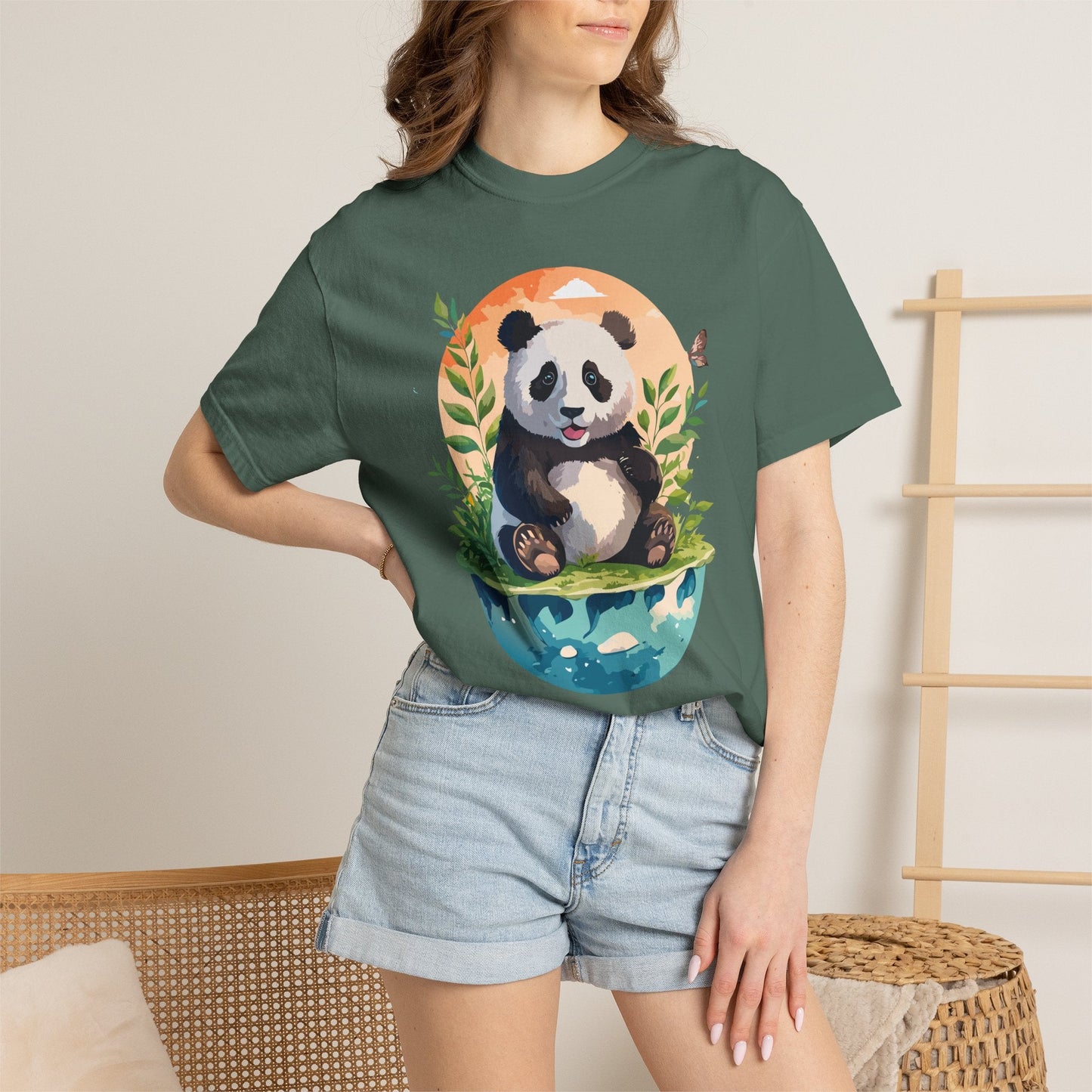 Panda Portrait Graphic T-Shirt Unisex Cotton Floral Animal Art Tee pp4