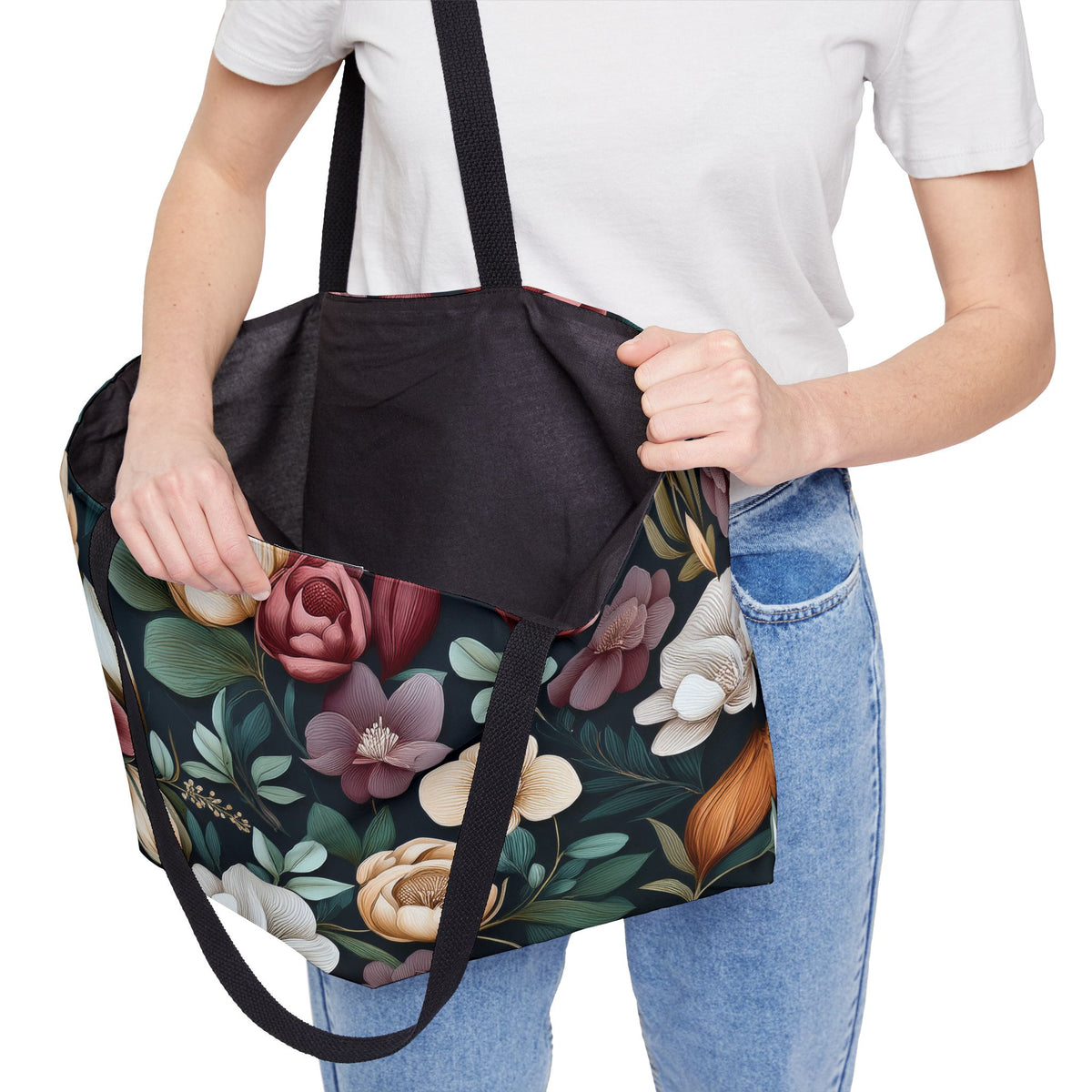 Floral Print Poly Canvas Weekender Bag 11