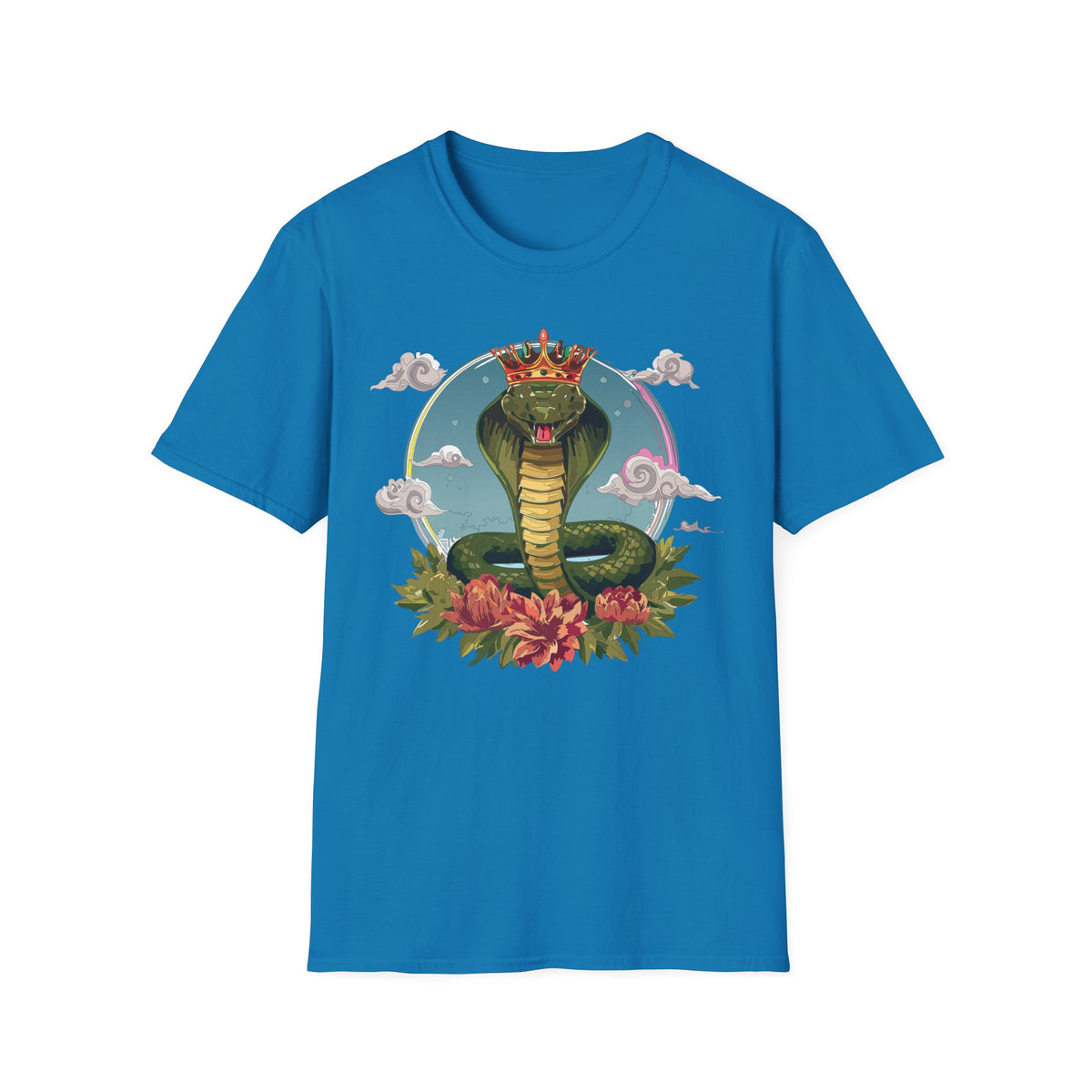 Crowned King Cobra T-Shirt | Snake Illustration, Regal Reptile Art