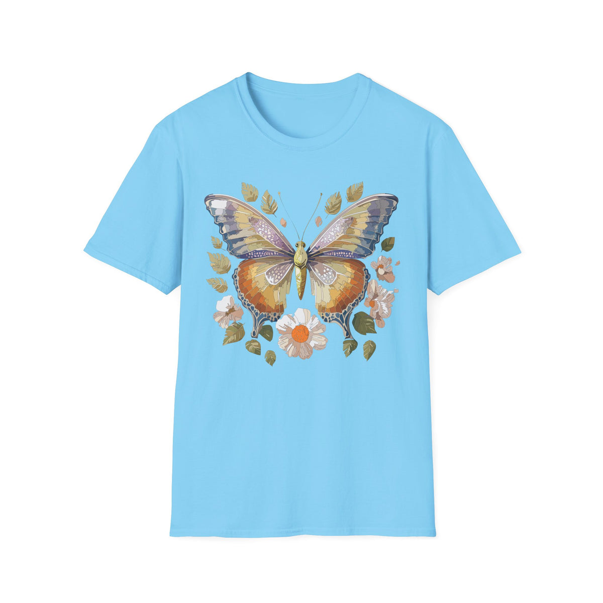 Butterfly Floral Tee — Watercolor Orange & Purple Butterfly Graphic Design Unisex 100 Cotton Gildan T-Shirt
